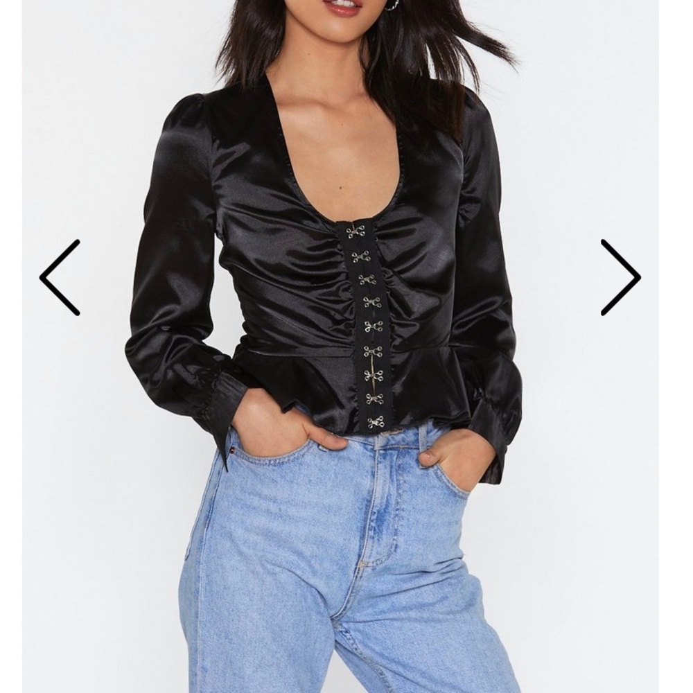 Black silky blouse